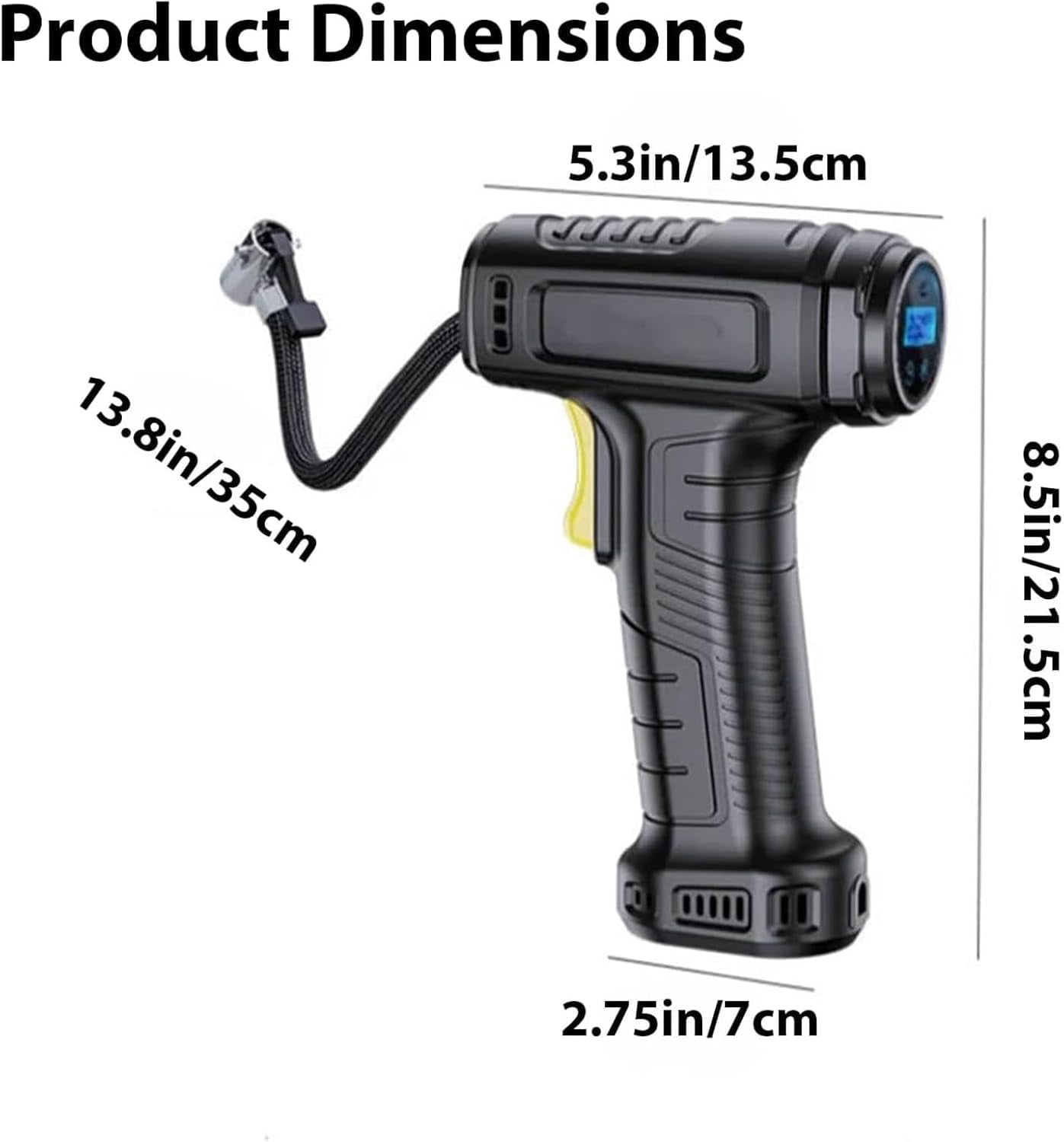 Portable Cordless Air Compressor with Digital Display, 150PSI Fast Tire Inflator with LED Light, Auto Stop Air Pump for Car Bike Motorcycle Balloons