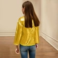 thumbnail image 6 of Vmvidoty Girls Shiny Party Long Sleeve Lightweight Zipper Metallic Jacket Gold 15-16 Years, 6 of 6
