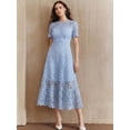 thumbnail image 5 of Sky Blue Lace Midi Dress With Short Sleeve And High-Low Ruffled Hem, 5 of 30