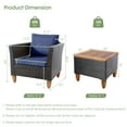thumbnail image 2 of Patiojoy 3Pieces Outdoor Rattan Furniture Set Wicker Bistro Set Wooden Table Top with Cushions, 2 of 8
