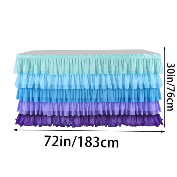 Mantel plisado de 5 capas, 1,8 m, para fiestas, banquetes, mantel con volantes multicapa, tela lavable, decoración para mesas de diferentes formas.
