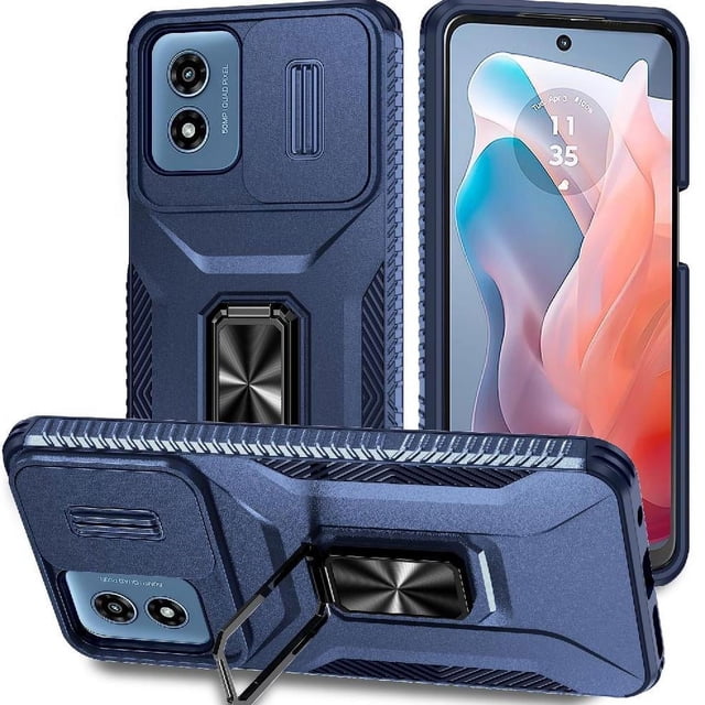 Funda para GANGXUN Motorola Moto G Play 2024 - Soporte metálico, Función magnética, Azul