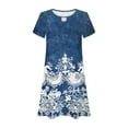 thumbnail image 5 of Women's Casual A-Line Dresses with Pockets Summer Floral Tshirt Dress Short Sleeve Mini Dress Flowy Sundresses, Limited Time Clearance Under 10 Dollars SA-455, 5 of 5