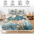 thumbnail image 5 of Twin Sze Fitted Sheet Set - Ocean Turtle 2 Piece Bedding Sets 16" Deep Pocket Fitted Sheet with 1 Pillowcase, Coastal Nautical Coral Starfish Blue Brushed Microfiber Hotel Luxury Bed Sheets, 5 of 9