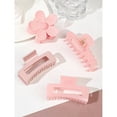 thumbnail image 3 of 4Pcs Pink Colors Hair Claw Clips Accessories with Multi-Styles, Flower Claw Clips for Thick Hair, Hair Clips For Women Non Slip, 3 of 10