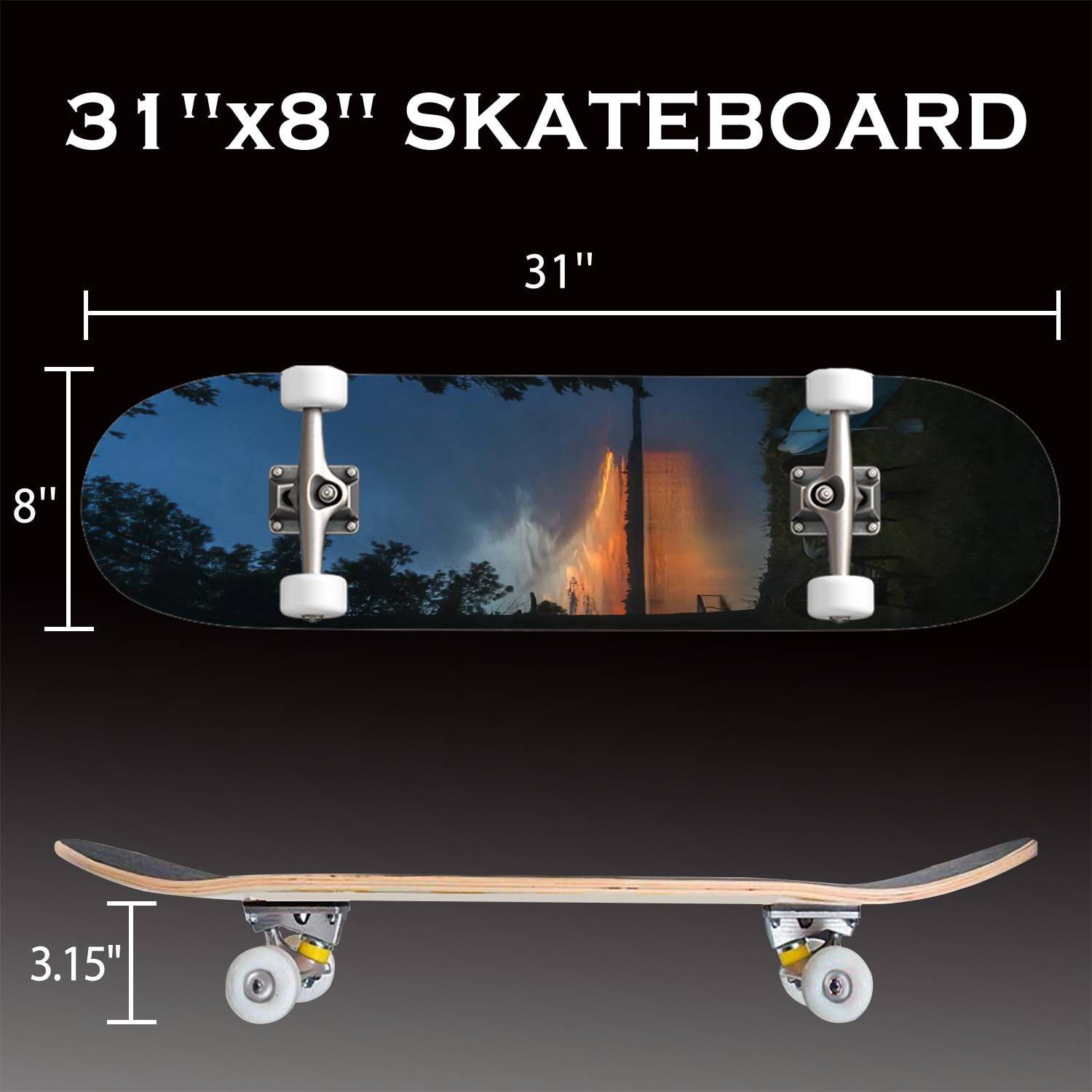 Prxcm Skateboard Complete for Beginners Adults Teens 31 x 8