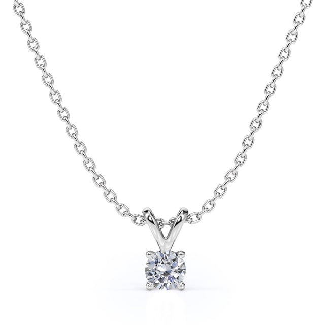 Collar con Colgante Solitario de Diamante JeenMata en Baño de Oro Blanco de 18 K sobre Plata