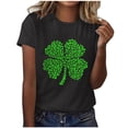 thumbnail image 2 of Felirenzacia Women's St. Patrick's Day Heart Shamrock Graphic T-Shirt Casual Crew Neck Short Sleeve Tee Black,L, 2 of 6