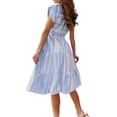 thumbnail image 4 of Qarigey Vestido estampado para mujer, jersey de cuello redondo, moda Primavera Verano, vacaciones en la playa, viaje, ropa y cómoda para mujer Vestidos Azul Qarigey AP016570-01, 4 of 6