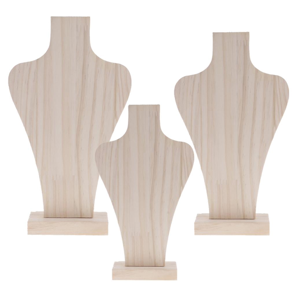 3 Pieces Natural Wood Necklace Display Holder Jewelry Organizer Stand Hanging Rack Multipurpose Show Shelf, Home Decoration