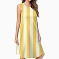 thumbnail image 2 of Yellow And White Vertical Stripes Spring Summer Dresses For Women Fashion Dress Casual Sleeveless Loose Sundress With Pockets, 2 of 4
