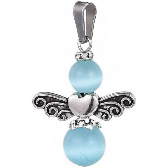 5 pc 5Pcs Angel Pendant Ornament Cat Eye Pendants with Tibetan Style Alloy Bead Brass Rhinestone Spacer Beads Glass Charms for Women DIY Necklace Bracelet Earring Jewelry Making