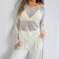 thumbnail image 2 of BADHUB Women's Sheer Long Sleeve Tops Casual See Through Mesh Blouse Lightweight Pullover Layer Shirt White L, 2 of 5