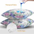 thumbnail image 4 of Throw Pillow Covers 16x16 Inch Set of 2, Watercolor Flowers Waterproof Outdoor Pillow Covers, Spring Butterflies Floral Gray Wood Decorative Cushion Pillowcases for Couch, Sofa, Bed, Garden, Patio, 4 of 9