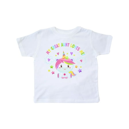 

Inktastic My Great Aunt Loves Me with Cute Rainbow Unicorn Gift Toddler Boy or Toddler Girl T-Shirt