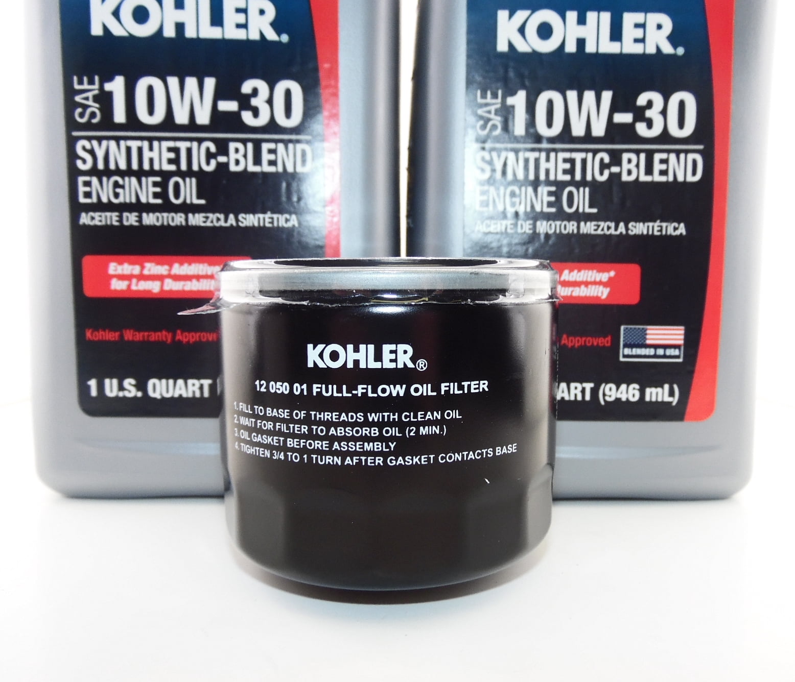 (2 Qts) Synthetic Blend 10W30 Kohler/Rehlko Engine Oil & (1) Kohler 12 050 01-S1 Oil Filter