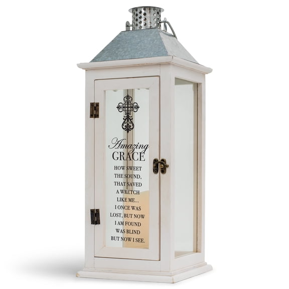 Amazing Grace Classic White 6.5 x 6.5 x 17 LED Candle Lantern