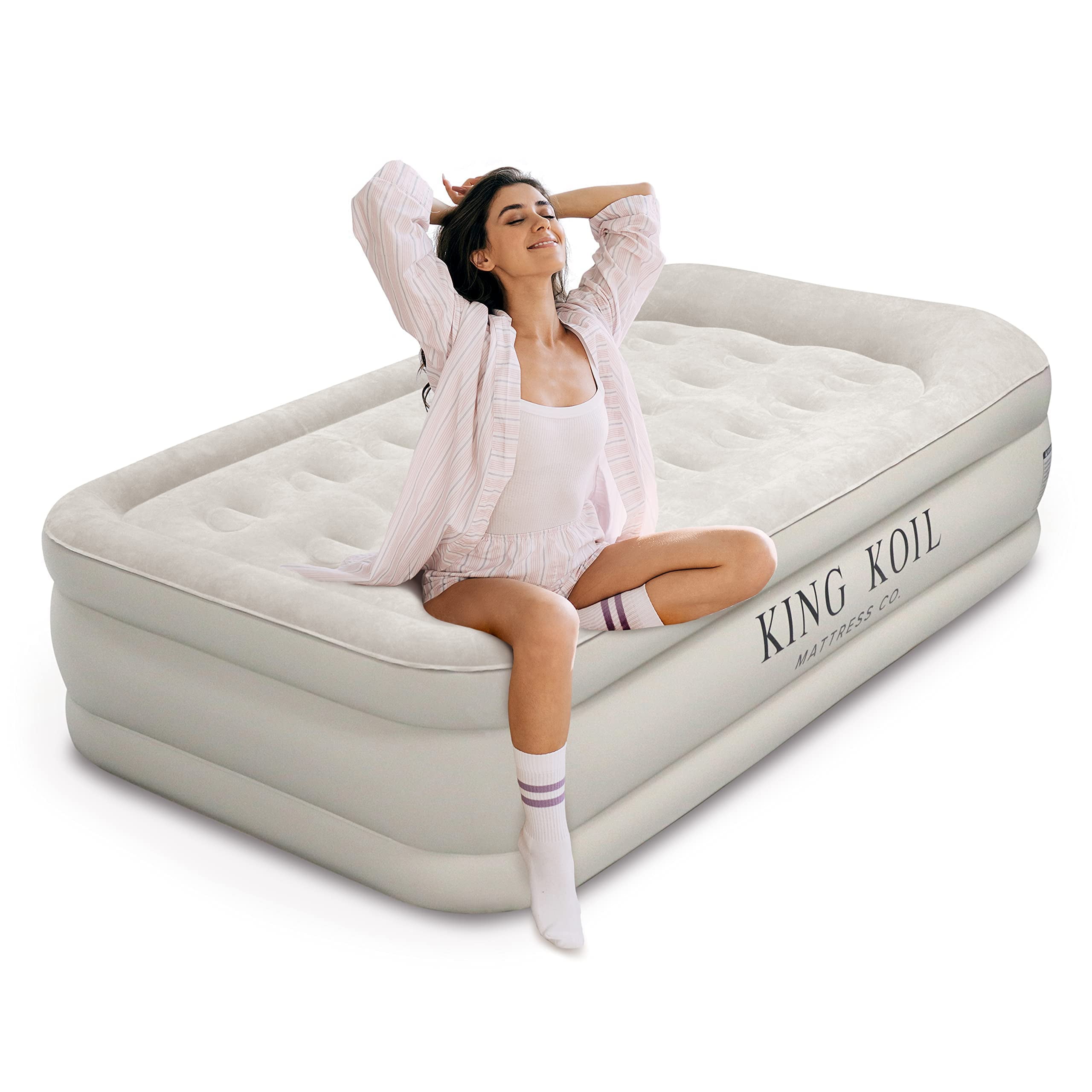 King Koil Luxury California King Air Mattress with Builtin Pump for