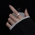 thumbnail image 2 of Simple Cross Sterling Silver Open Statement Rings Finger Band for Women, 2 of 6
