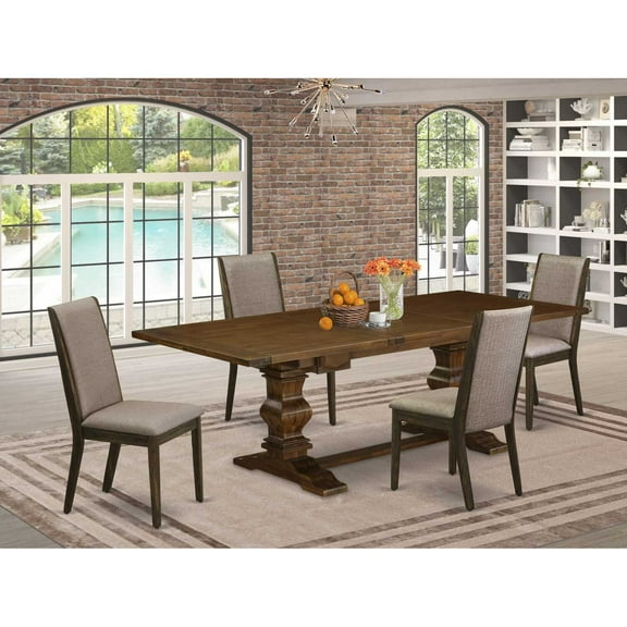 East West Furniture Table Top- Table Pedestal Parson Chairs, LALA5-87-16