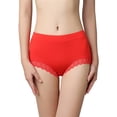 thumbnail image 1 of Gibobby Pantaletas de algodón para mujer Ropa interior de encaje ajustado de talle de color sólido casual para mujer(Rosa caliente,XL), 1 of 3