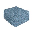 thumbnail image 1 of Blue Rectangle Pouf, Hand Drawn Floral Pattern with Abstract Design Boho Bouquet Ornate Swirls, Under Desk Foot Stool for Living Room Office Ottoman with Cover, 25", Blue Mauve and White, by Ambesonne, 1 of 4