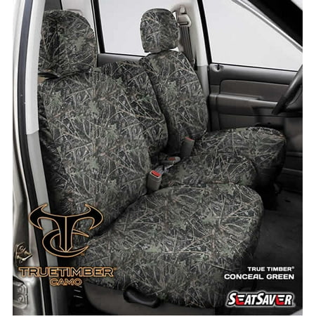 SeatSaver Seat Protector: 2009-10 Fits DODGE RAM 1500 QUAD CAB REAR BENCH W/2 ADJ HEADRESTS & CENTER SHOULDER BELT (True Timber, Conceal Green)