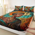 thumbnail image 4 of Castle Fairy Tribal African Woman Bed Sheets 4-Piece,Vintage Tribal Symbol Full Size Sheets,Orange Teal Gold,1 Fitted Sheet, 1 Flat Sheet and 2 Pillowcases, 4 of 6