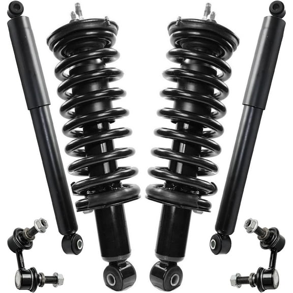 Detroit Axle - 2.5L 6pc Suspension Kit for 2005-2019 Nissan Frontier 2009-2012 Suzuki Equator 2 Front Struts with Coil Spring Assembly 2 Sway Bar End Links 2 Rear Shock Absorbers 2010 2011 Replacement