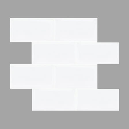 Clever Mosaics Peel and Stick White Vinyl Subway Tile Backsplash (6 tiles/set)