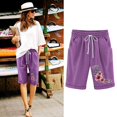 thumbnail image 4 of Birdeem Top and Shorts Sets for Women Womens Elastic Waist Printing Drawstring Shorts, 4 of 12