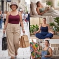 thumbnail image 6 of Emmalise Women's Basic Long Camisole Adjustable Strap Cami, Olive, 6 of 9