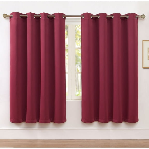 2 Pack: Hotel Thermal Grommet 100% Blackout Curtains - Burgundy, 63 in. Length
