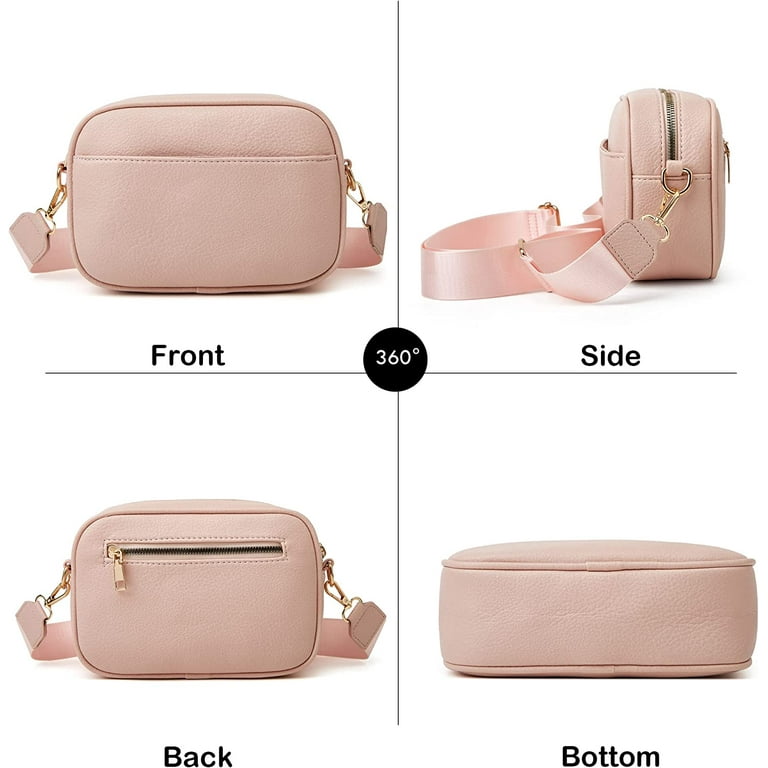 Triple Zip Small Crossbody Bag for Women, Square Snapshot Camera