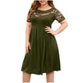 thumbnail image 2 of Dresses for Women Plus Size Clearance Sexy Solid Fashion Large Size Short Sleeve Round-Neck Ladies Slim Dress, 2 of 6