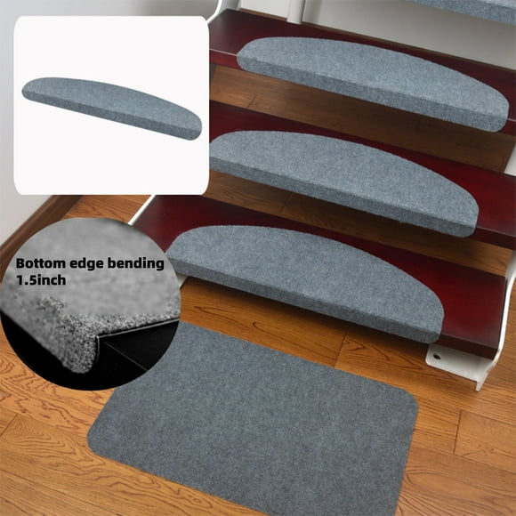 Taicans Stair Treads Non Slip for Wooden Steps Indoor,Carpet Runners for Wood Stairs with Self-Adhesive Backing,Stickiness Stair Rugs for Kids Elders and Dogs,Polyester TPR Backing Gray