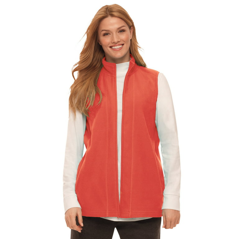 Woman Within Women's Plus Size Zip-Front Microfleece Vest - 1X, Pumpkin  Orange 
