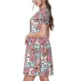 thumbnail image 2 of Kdxio Robe T-Shirt Décontractée pour Femmes Imprimé Cœurs Dessin Animé Manches Courtes d'Été avec Poches, 2 of 6