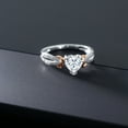 thumbnail image 4 of Gem Stone King 925 Silver and 10K Rose Gold White Moissanite and White Diamond Women Solitaire with Accent Stones Ring (0.81 Cttw, Heart Shape 6MM, Available in Size 5, 6, 7, 8, 9), 4 of 5