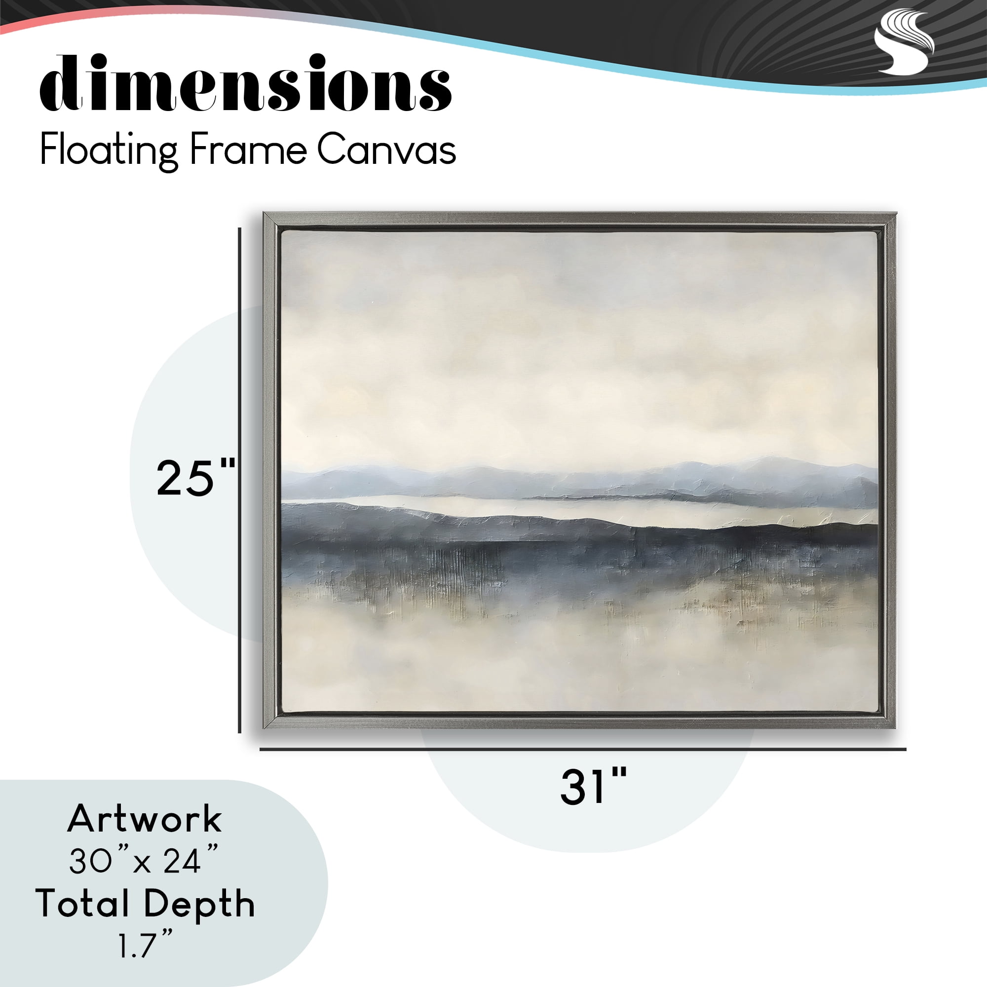 Stupell Industries Misty Muted Horizon Gray Framed Floater Canvas Wall Art, design by Riley B