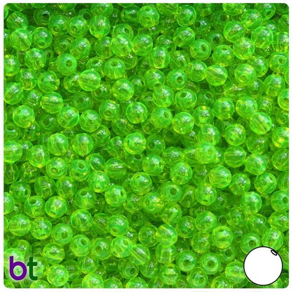 BeadTin Lime Roe Transparent 5mm Round Plastic Beads (700pcs)