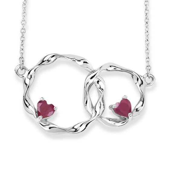 Fine Color Jewels Genuine Ruby Pendant Necklace in .925 Sterling Silver Infinity Pendant Necklace Pink Heart Shaped Pendant July Birthstone Necklace Gift For Women
