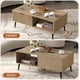 thumbnail image 4 of De madera coffee mesa con almacenamiento: 2 niveles cocktail mesa con sliding door y solid wood legs - mid-century moderno style para sala de estar o oficina en casa, estilo rural design, 4 of 7
