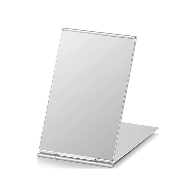 Portable Folding Mirror, Ultra-Slim Durable Makeup Mirror, Small Tabletop Mirror for Travel, Aluminum Shell, Mini Size, 4.7"