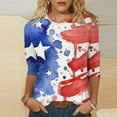 thumbnail image 2 of IROINNID 4th of July T-Shirt For Women Fashion Mid-length Blouse Casual Tops Round Neck Women Tops USA 4th Of July, 2 of 4