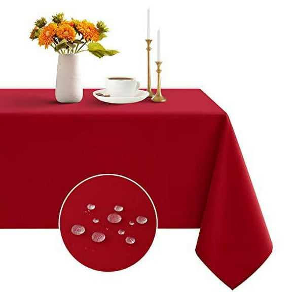 Romanstile Christmas Rectangle Tablecloth - 60x120 inch - Waterproof and Stain Resistant Washable Polyester Table Cloths,Fabric Table Cover for Kitchen,Dining,Parties,Indoor and Outdoor,Red