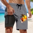 thumbnail image 2 of Shorts for Men Compresssion Liner Inseam Board Shorts Bathing Suit Casual with Pockets Grey XXL, 2 of 4