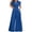 Blue, variant on Kctiaxy Wide Leg Pants for Women High Waist V Neck Short Sleeve Jumpsuit with Zipper Summer Casual Palazzo Pants