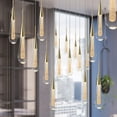 thumbnail image 6 of Luxera 36-Light LED Raindrop Chandelier, Gold Aluminum Glass Pendant Light, Adjustable Height Staircase Hotel Lobby Lighting, 6 of 9