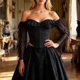 thumbnail image 2 of JTieacloth Womens Gothic Tops Elegant White French Court Corset Top With Long Sleeves And Bone Front Bodice For, 2 of 7